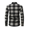 thumbnail image 4 of Brnmxoke Button Up Jacket Men Flannel Fleece Lined Thicken Plaid Shirts Collared Winter Outerwear Coat with Pockets Gray,S, 4 of 6