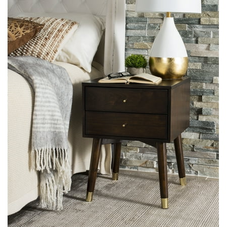 Lyla Retro Nightstand Walnut/Gold - Safavieh