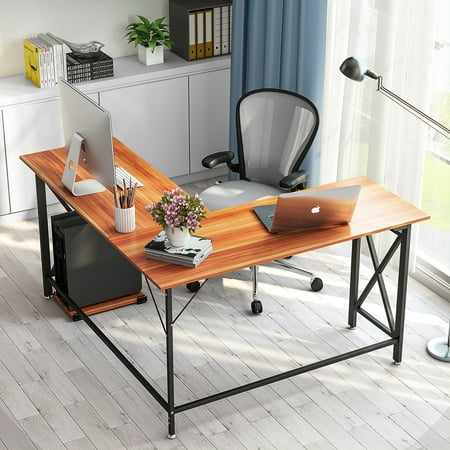 Little Tree Sturdy L Shaped Corner Computer Desk For Small Office