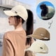 thumbnail image 3 of Sombrero de Sol de ala larga para mujer, sombreros de sol plegables ajustables para exteriores, sombrero de cubo de playa, visera de protección UV, gorras de cola de caballo de pescador, 3 of 5