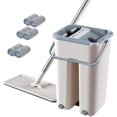 thumbnail image 1 of Yazoeia Flat Floor Mop and Bucket Set,Hands Free Flat Floor Mop and Bucket,with Replacement Mop Cloth,Stainless-Steel Handle,Wet and Dry Use,Home Floor Cleaning System for All Floor Types(6 Cloth), 1 of 9