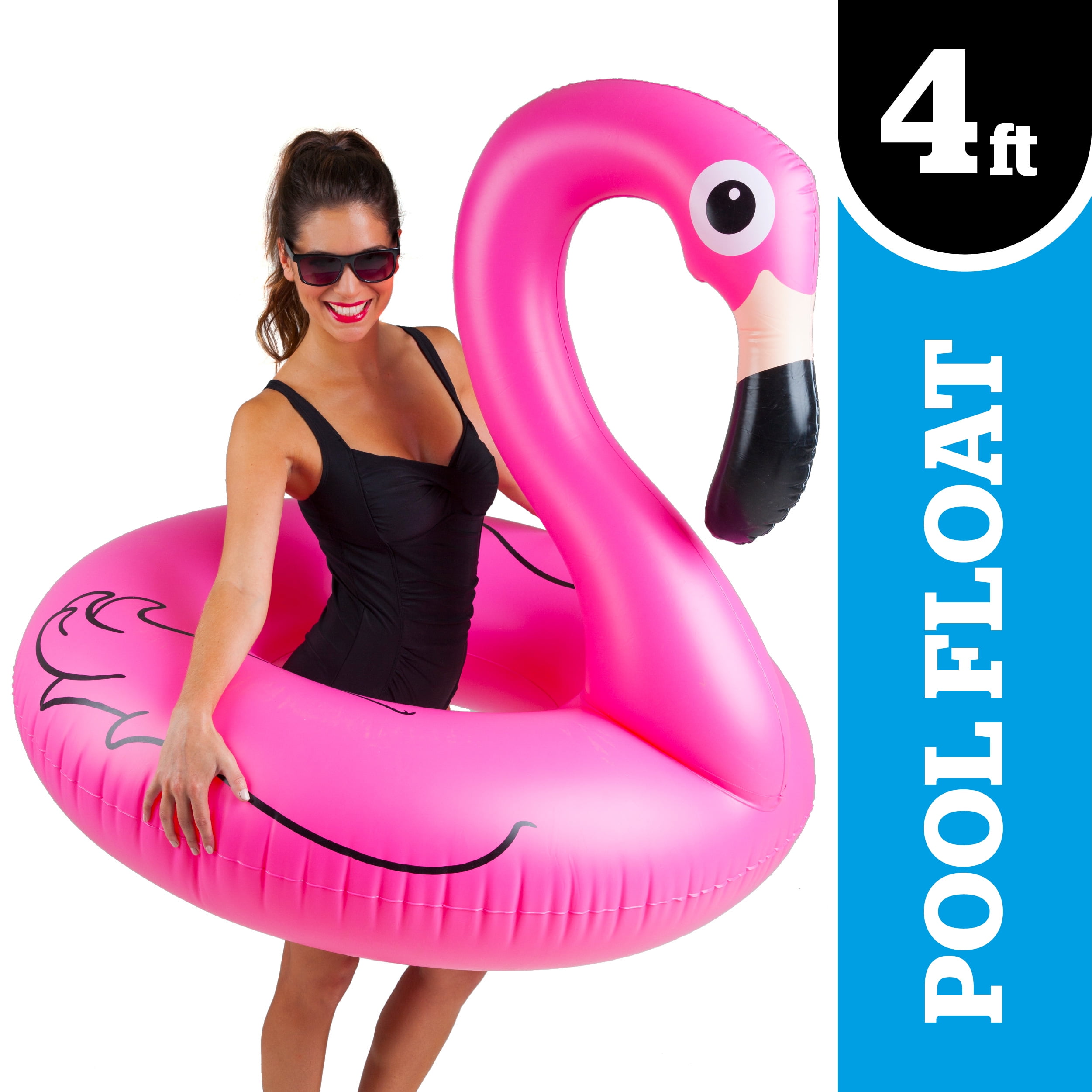Single Inflatable Giant Flamingo Shaped Pool Float Ring Raft Swimming Water Fun 