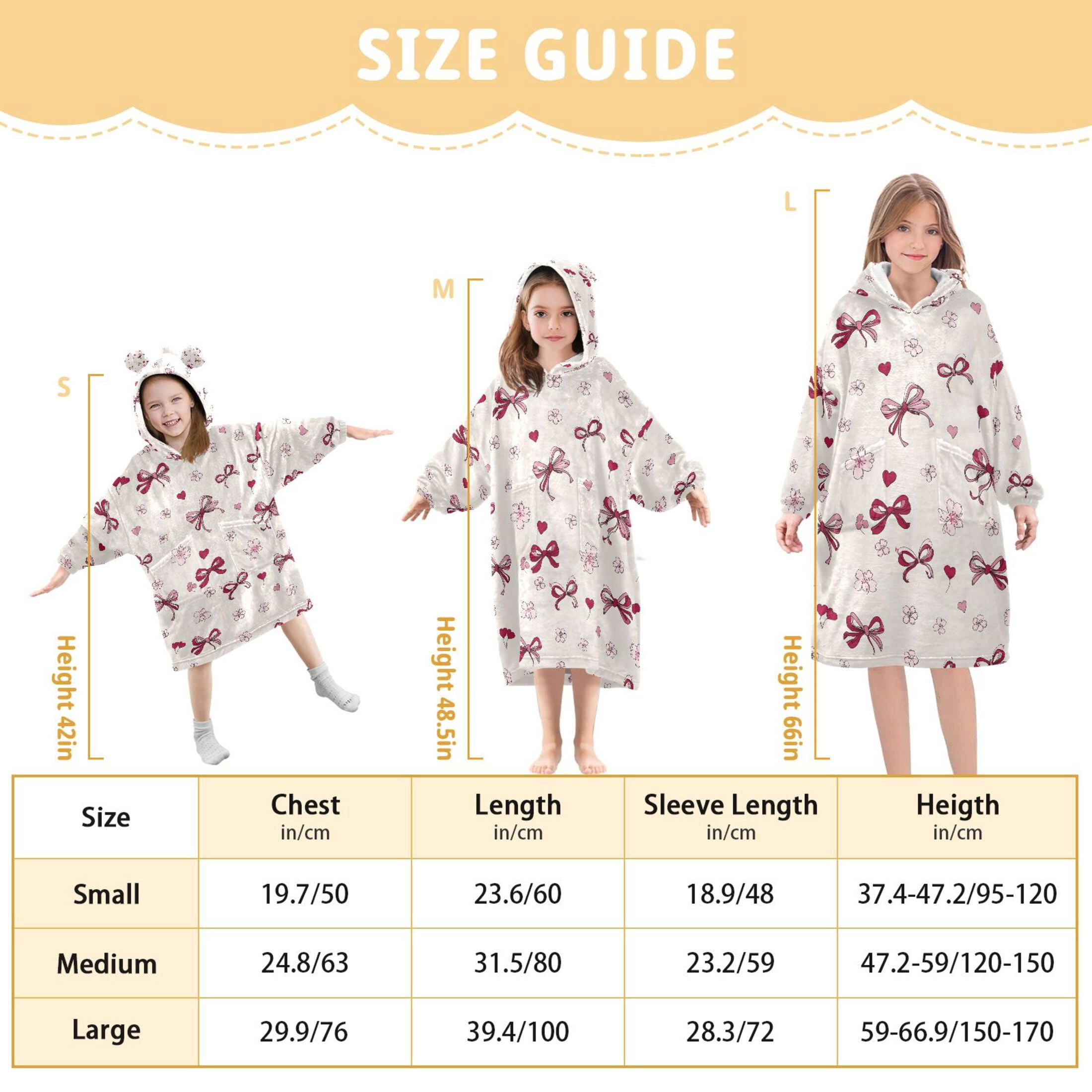 joogoo Blanket Hoodie for Art Bows Hearts Oversize Sweatshirt 3-14 YR L