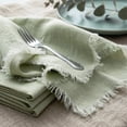 thumbnail image 6 of Fringed Linen Napkins Set of 4 | 20x20 Raw Edge Cloth Napkins for Wedding Decor, Rustic Tablescape & Coastal Dining | Stonewashed Softness (Sage), 6 of 7