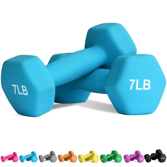 Balelinko Equipo De Gimnasio En Casa Entrenamientos Entrenamiento De Fuerza Pérdida De Peso Pilates Pesas Conjuntos De Yoga Pesas Para Mujeres, Hombres, Personas Mayores Y Jóvenes, 7 Libras, Par Azul