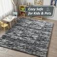 thumbnail image 3 of Pentantan 8ft x 10ft Shag Area Rug, Soft Fluffy Rugs for Living Room Bedroom, Modern Tie-dye Home Carpet, Dark Gray, 3 of 7