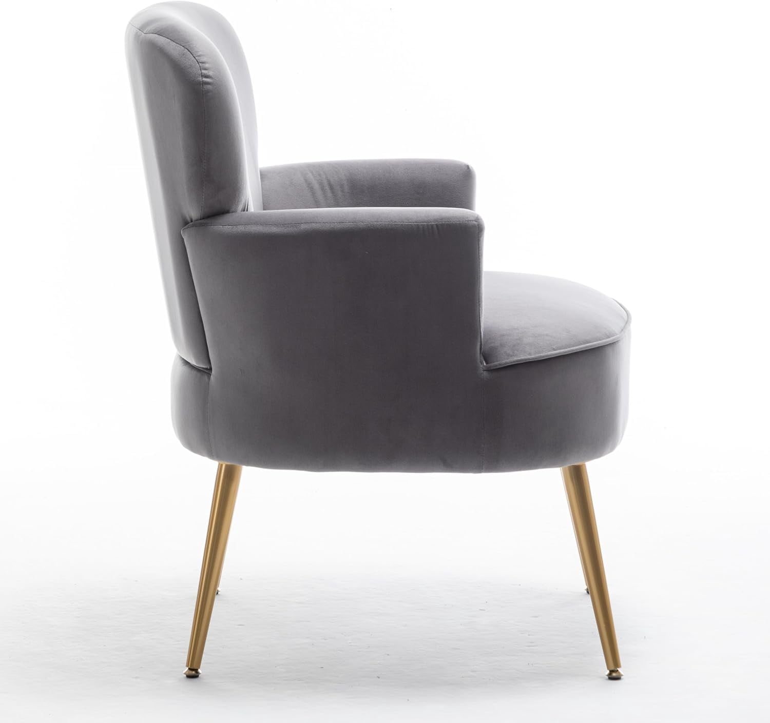 US Pride Furniture Trendy Velvet Accent Chair with Gold Metal Legs Upholstered Armchair for Small to Mid-Size Spaces Modern Living Room Bedroom Vanity Desk and Entryway Medium Grey