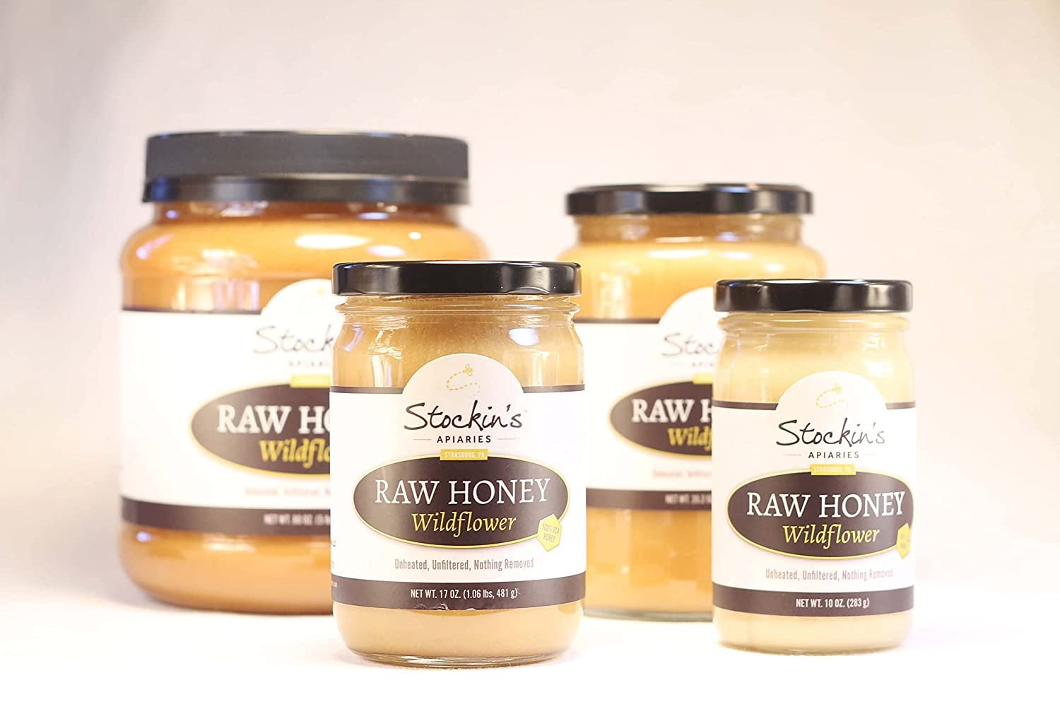 Stockin's Apiaries Raw Wildflower Honey, Unheated, Unfiltered, & Nutritious, 10 Oz.