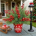 thumbnail image 5 of Christmas Simulation Bouquet, 7-Fork Cross Border Flannel Floral Arrangement With Fake Flowers, Greenery Potted Plants And Ornaments For Holiday Decoration, Festive Indoor Christmas Home Decor, 5 of 6