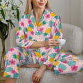 thumbnail image 6 of Lsque Pineapple And Leaves Pattern Long Sleeve Pajama Set for Women - Soft 2-Piece Sleepwear and Loungewear Set with Pockets, Comfy Nightwear-X-Large, 6 of 7