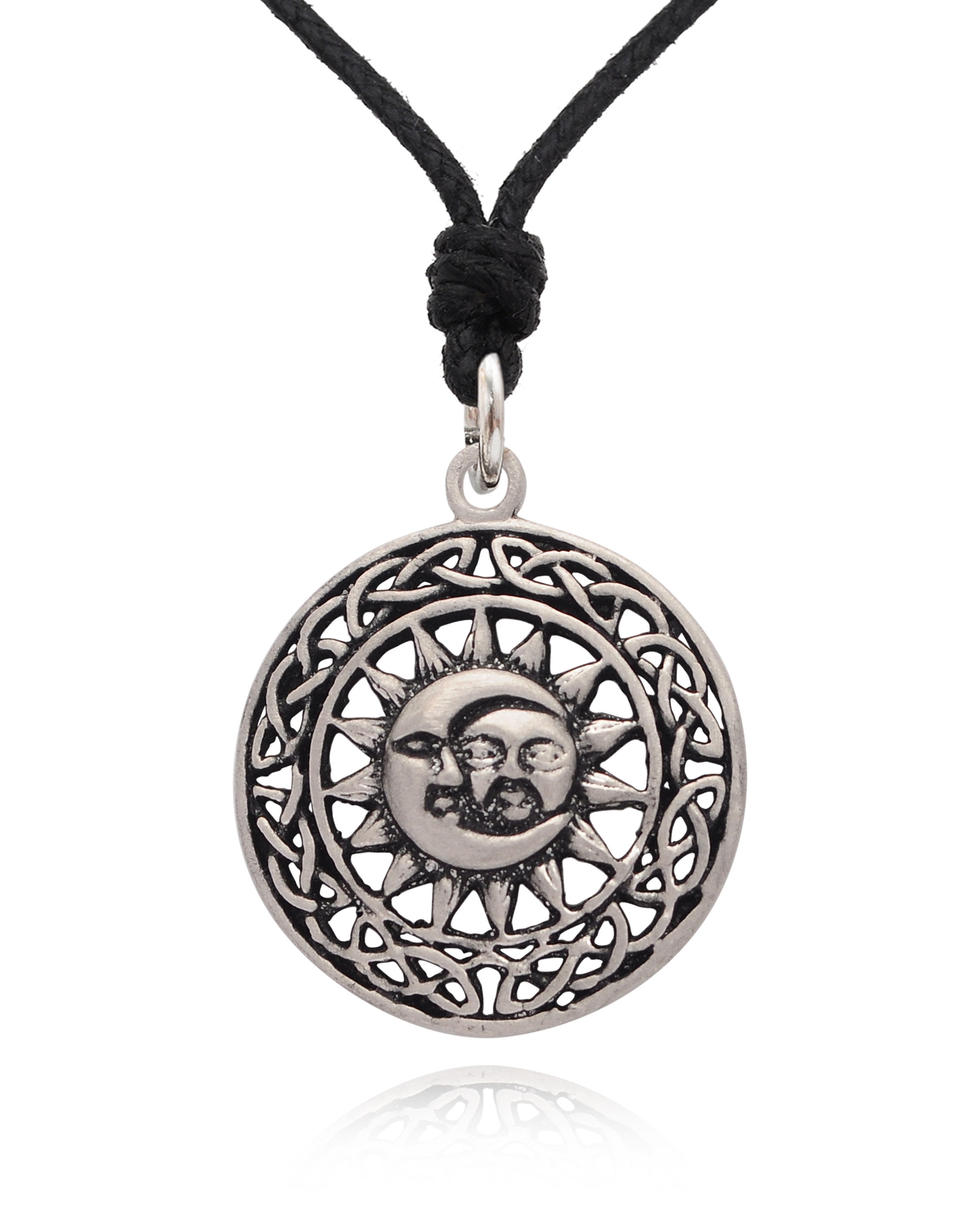 Sun Moon Yin Yang 92.5 Sterling Silver Pewter Brass Necklace Pendant Jewelry 
