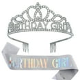 thumbnail image 2 of Yoyauz Women's Birthday Crown & Belt Queen Crystal Crown Rhinestone Hair Band Set Happy Party Decoration Accessories Girls Princess Gift Set, 2 of 6
