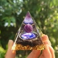 thumbnail image 2 of Pirámide de bola de cristal, grava de cristal, resina, adornos para el hogar y el escritorio hechos a mano, 2 of 6