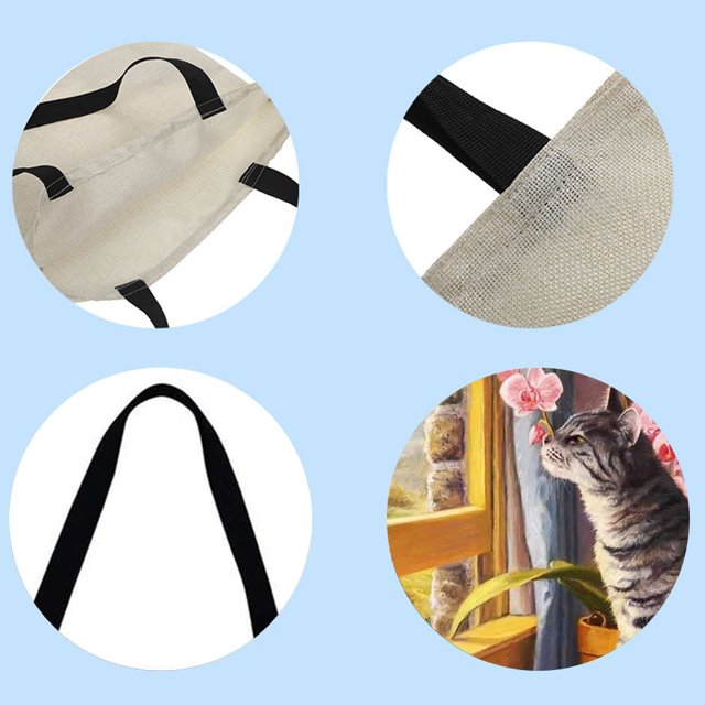 Bolso De Compras De Hombro Con Estampado De Gato Bolso De Mano Grande Informal (40 * 40 Cm) C Likrtyny Arte Deco