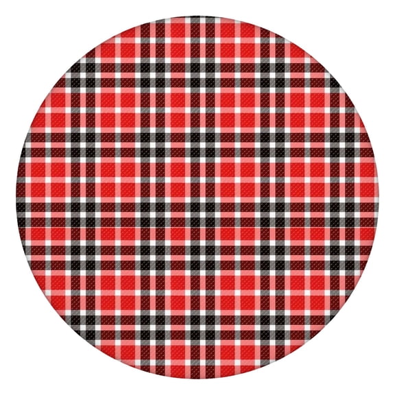 Red Black White Checkerboard Checkered Pattern Round Fitted Tablecloth with Elastic Edge,Dining Table Cover Waterproof,Outdoor Round Tablecloth for Camping,Dining,Indoor and Outdoor