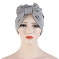 thumbnail image 4 of Prolriy Turbans for Women Muslim Turban Hatbow Hair Bonnet Head Scarf Wrap Cover Head Wraps Hats for Women Grey, 4 of 7