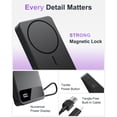 thumbnail image 2 of 10,000mAh Magnetic Wireless Power Bank Compatible with Mag-Safe, 15W Fast Charging Portable Charger with USB-C 22.5W PD Input/Output - for iPhone 17/16/15/14/13/12 Series, AirPods (White), 2 of 8