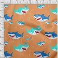 thumbnail image 4 of oneOone Velours Pêche Pâle Tissu Imprimé Requin Matière de Robe pour Enfants Tissu Imprimé Tissu au Mètre 58 Pouces de Large, 4 of 4