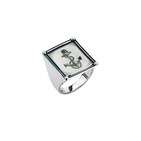 Inox Jewelry FRFR01-7 Anchor Vintage Frame Stainless Steel Ring - 7 in.