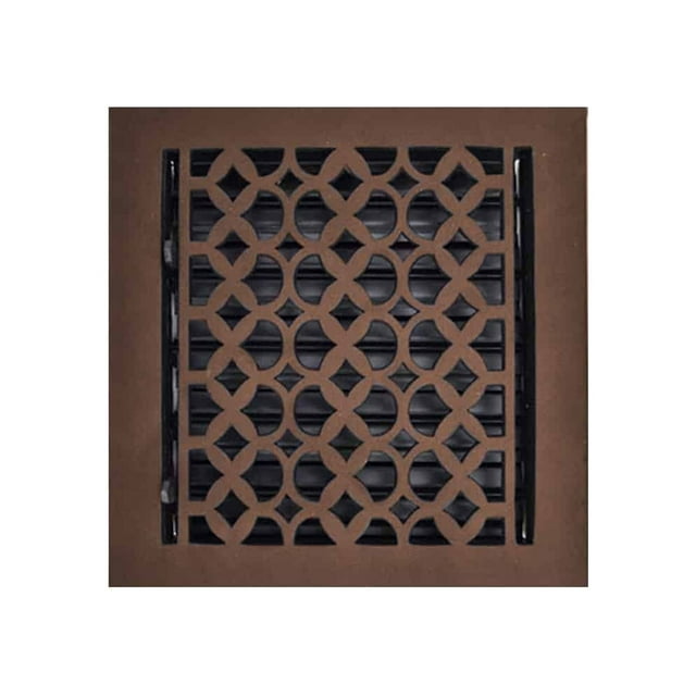 Cast Iron Floor Vent Cover 9″ x 9″ with Adjustable Damper – Heavy Duty Tudor Mushroom Design Decorative HVAC Register, Powder Coated Repaintable Rust-Free Air Vent Grille for Floors & Walls – VR 100