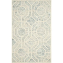 SAFAVIEH Cambridge Johan Geometric Wool Area Rug, Light Blue/Ivory, 5' x 8'