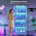 thumbnail image 3 of Glass Display Cabinet, 4-Tier Curio Cabinets with 3 Color Lights, Corner Curio Cabinets for Collectibles/Toys/Books, Storage Cabinets with Human Body Sensor & Charging Ports for Living Room, 3 of 7
