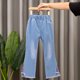 thumbnail image 1 of Spring Autumn Children Jeans  Girls Cotton Print Splice Stretch Denim Pants Korean Teenage TrousersWear Kids ClothingDenimRipped, 1 of 6