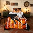 thumbnail image 3 of Manfei Hockey Player Twin Comforter Sets, Sport Patriotic USA Flag Bedding Set, Orange Black, Black Reversible 2pcs, 1 Comforter and 1 Pillowcase, 3 of 6