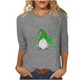 thumbnail image 2 of Meichang T-Shirts pour Femmes Jour de la Saint-Patrick Manches 3/4 Hauts Trèfle Chanceux T-Shirts Imprimé Vert Col Rond Décontracté Vacances T-Shirts Jour de la Saint-Patrick, 2 of 4