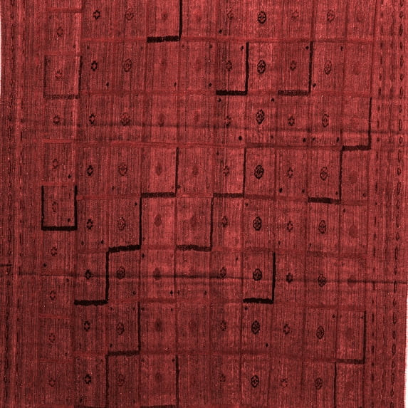 Ahgly Company Indoor Square Abstract Red Modern Area Rugs, 7' Square