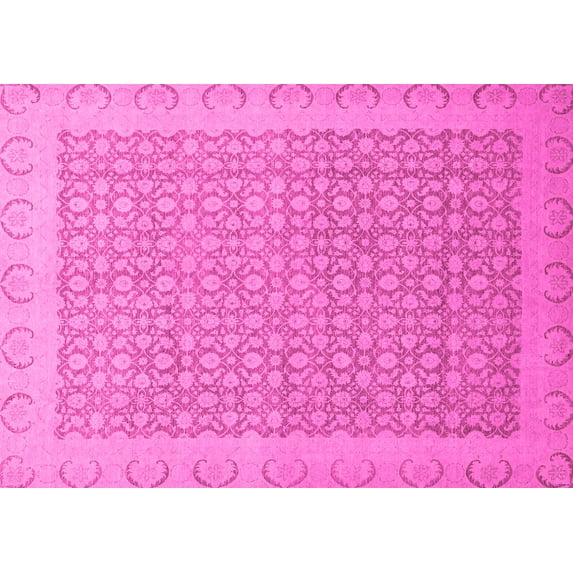 Ahgly Company Indoor Rectangle Oriental Pink Traditional Area Rugs, 7' x 10'