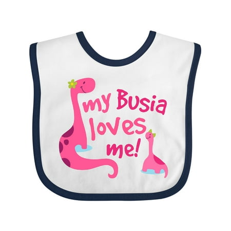 

Inktastic My Busia Loves Me Girl Dinosaur Gift Baby Girl Bib
