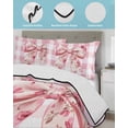thumbnail image 4 of Quilts Twin Size, Pink Floral Print Soft Comforter Bedding Set for Bed, Checkered Bow Rose Flower Gingham Lightweight Quilted Bedspread with Pillow Cover(2 Pieces) for All Season, 68x86 Inch, 4 of 6