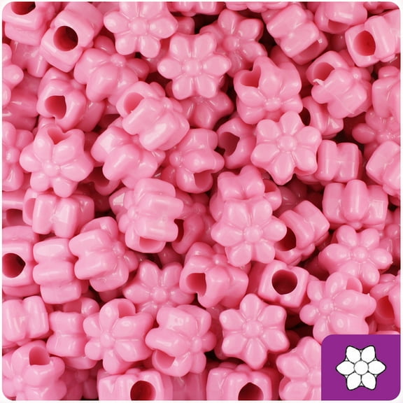 BeadTin Baby Pink Opaque 13mm Flower Pony Beads (250pcs)