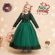 thumbnail image 2 of 1 pieza de vestido navideño de manga larga para niñas, vestido de princesa con poncho de lentejuelas (verde), 2 of 5