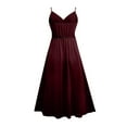 thumbnail image 6 of Efsteb Women's Maxi Dresses Summer Spaghetti Strap Wrap V-Neck Formal Dresses Ruched Bridesmaid Wedding Guest Maxi Dress Cocktail Gown （Wine，XL）, 6 of 8