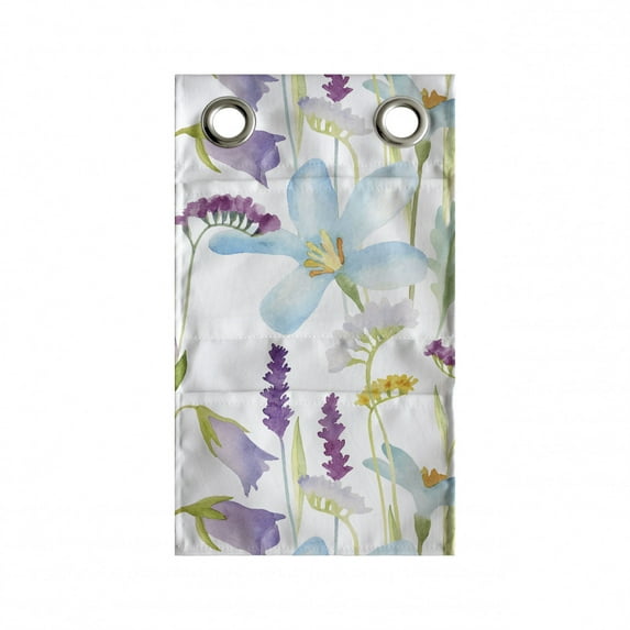 Watercolour Hanging Pocket Organizer, Aquarelle Style Lavender Lily Iris Magnolia Poppy Blossoms Field Botanical, Printed Polyester Storage Bag with Pockets, 9" x 16", Multicolor