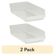 (2 pack) Box Partners Plastic Shelf Bins 17 7/8" x 8 3/8" x 4" Clear 10/Case BINPS113CL