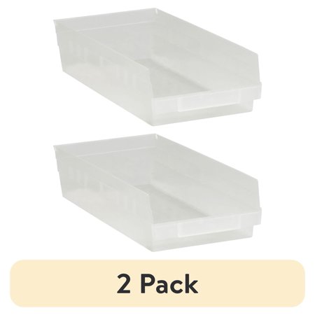 (2 pack) Box Partners Plastic Shelf Bins 17 7/8" x 8 3/8" x 4" Clear 10/Case BINPS113CL