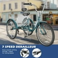 thumbnail image 3 of FICISOG Adult Tricycles for Women, 20 Inch 7 Speed 6 Wheel Bike for Adult w/Large Basket, Double-Wall Wheel Rims, Cruiser Trike for Seniors Shopping Picnic, 3 of 9