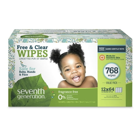 Seventh Generation Free & Clear Baby Wipes - 768ct