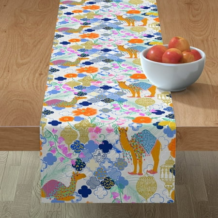 

Cotton Sateen Table Runner 90 - Camel Moroccan Travel Africa Poppy Inspired Desert Colorful Tiles Cute Bright Print Custom Table Linens by Spoonflower