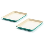 GreenLife Healthy Ceramic Nonstick, 13" x 9" Quarter Cookie Sheet Baking Pan Set, PFAS-Free, Turquoise