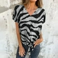thumbnail image 3 of Womens Striped Tops Fashion Zebra Print Short Sleeve T-Shirts V Neck Elegant Tunic Shirt Summer Holiday Blouses Casual Loose Pullover Tops, 3 of 7