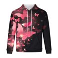 thumbnail image 3 of Man's Casual Hoodie Butterfly 3D Print Long Sleeve Sweatshirt Crewneck Drawstring Hooded Pullover Streetwear (XXXL, Hot Pink), 3 of 4
