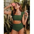 thumbnail image 3 of Conjunto de bikini Kate Kasin, cintura alta, volantes, cobertura total, mujer, 3 of 7