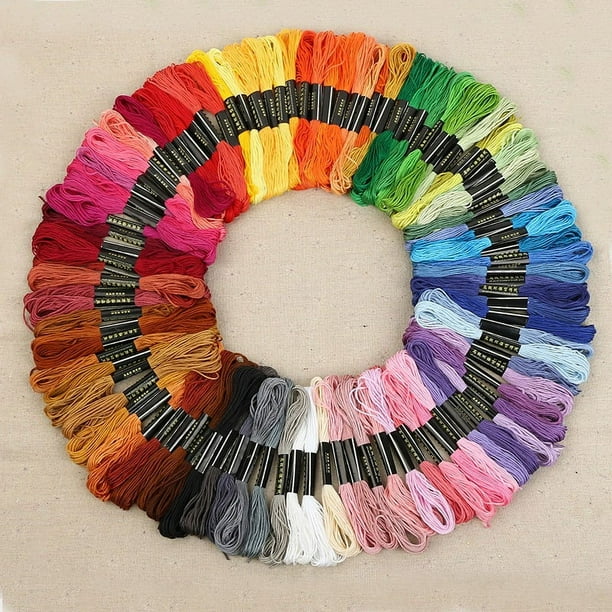 Bordado de colores del arcoíris por paquete, hilos de punto de cruz, pulseras de la amistad, manualidades, 100 colores + otros accesorios