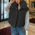thumbnail image 2 of Byworldtasic Womens Puffy Neck Vests Womens Oversized Puffer Vest Stand Collar Quilted Zip Up Padded Sleeveless Coats with Pockets, 2 of 6