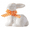 Orange, variant on Easter Bunny Figurine 4inch, Pink Sitting Porcelain Resin White Rabbit Statue with Colorful Checkered Bow Modern Bunnies Art Sculpture Minimalism Home Aesthetic Table Centerpieces