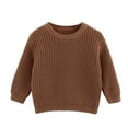 thumbnail image 3 of Huowey Baby Girl Boy Crewneck Long Sleeve Solid Color Sweater For Knitted Sweater Autumn Winter Warm Pullover Tops Coat Jacket Trendy Dailywear, 3-6 Months, 3 of 6